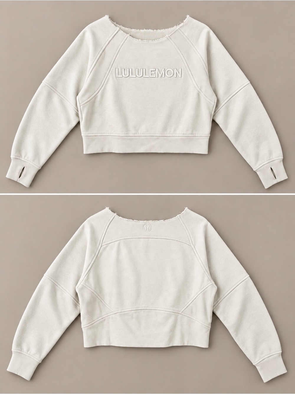 Lululemon Loungeful Embroidered Pullover White Opal Altered S/M